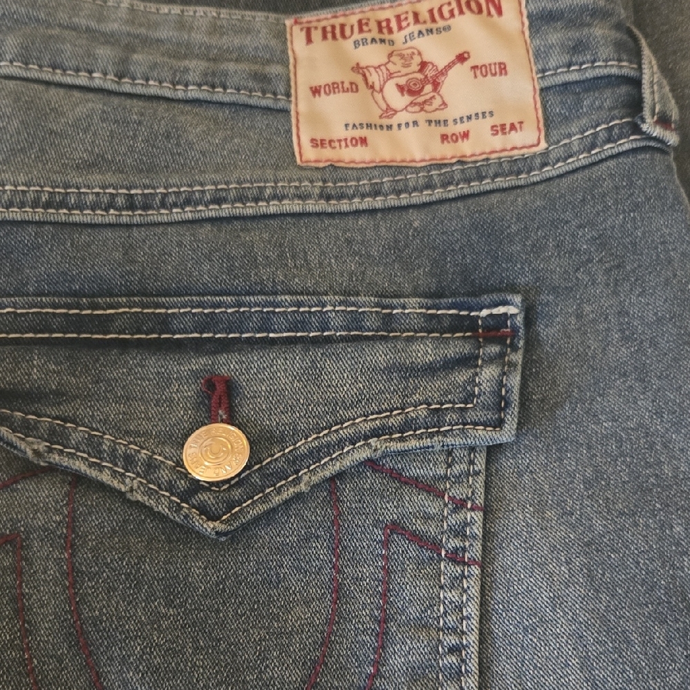 True Religion Denim Jeans with Red Accents